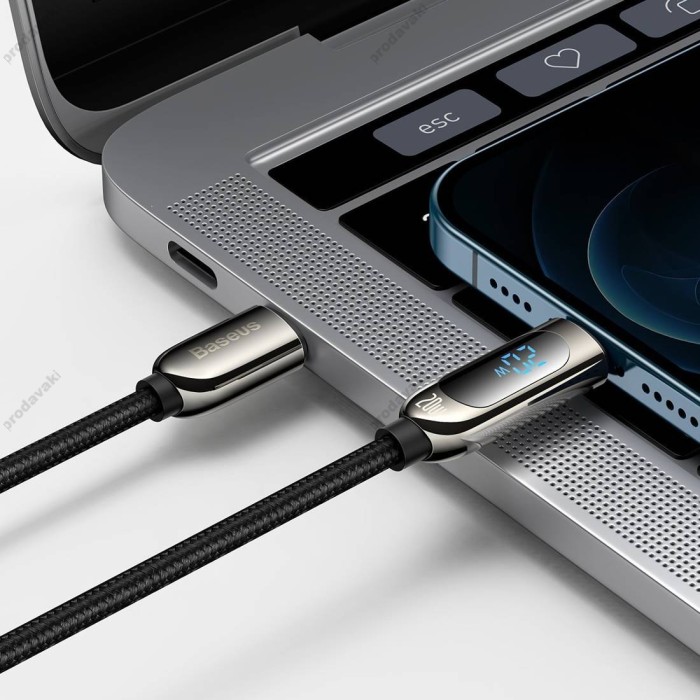 PD Кабель Baseus Display Fast Charging Data Cable Type-C to Lightning 20W 2m Black CATLSK-A01