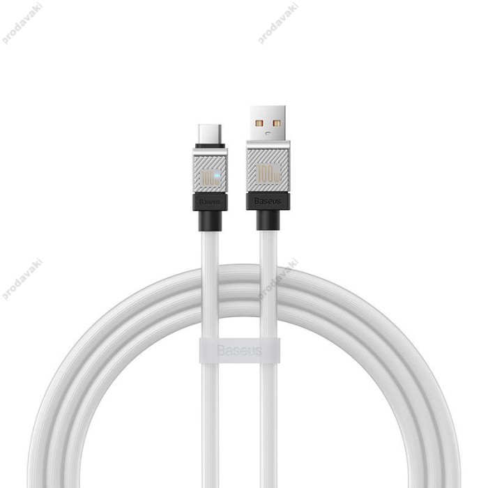 Кабель Baseus CoolPlay Series Fast Charging Cable USB to Type-C 100W 6A 1m White CAKW000602