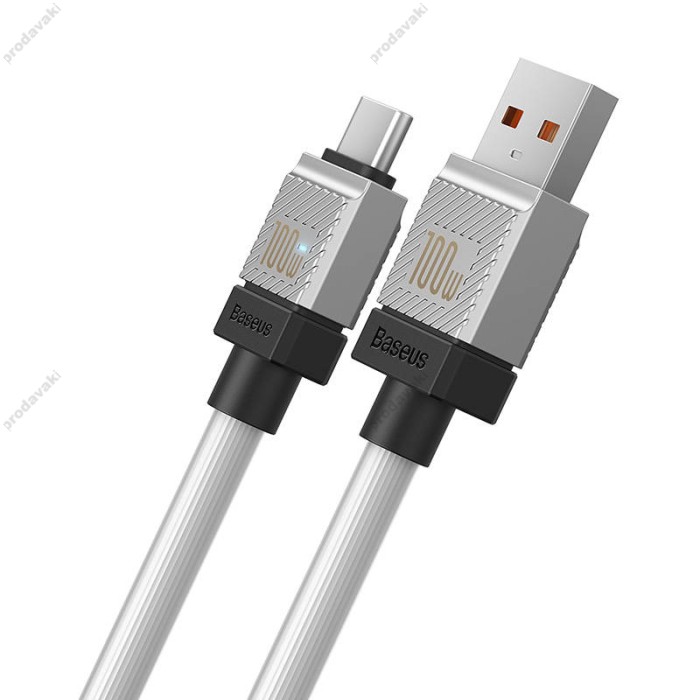 Кабель Baseus CoolPlay Series Fast Charging Cable USB to Type-C 100W 6A 1m White CAKW000602