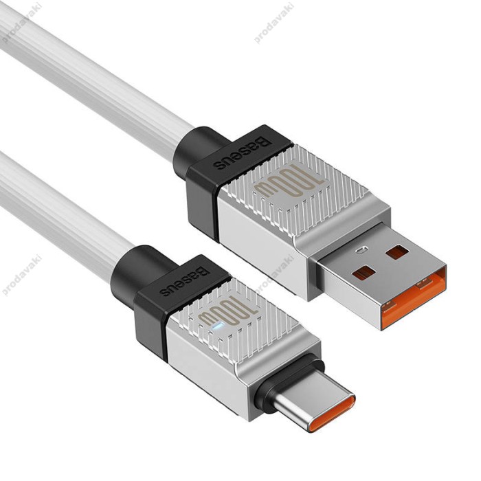 Кабель Baseus CoolPlay Series Fast Charging Cable USB to Type-C 100W 6A 1m White CAKW000602