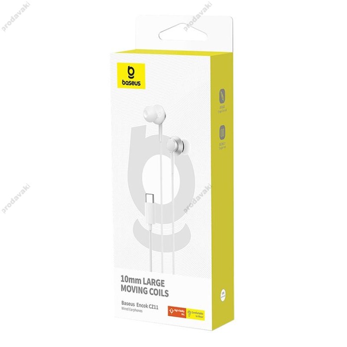 Дротові навушники Baseus Encok CZ11 Wired Earphones White A00164300213-Z1
