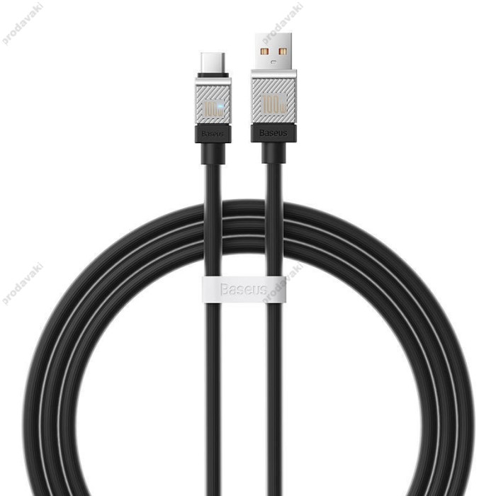 Кабель Baseus CoolPlay Series Fast Charging Cable USB to Type-C 100W 6A 1m Black CAKW000601