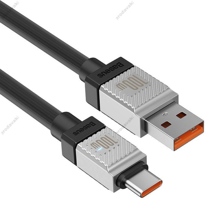 Кабель Baseus CoolPlay Series Fast Charging Cable USB to Type-C 100W 6A 1m Black CAKW000601