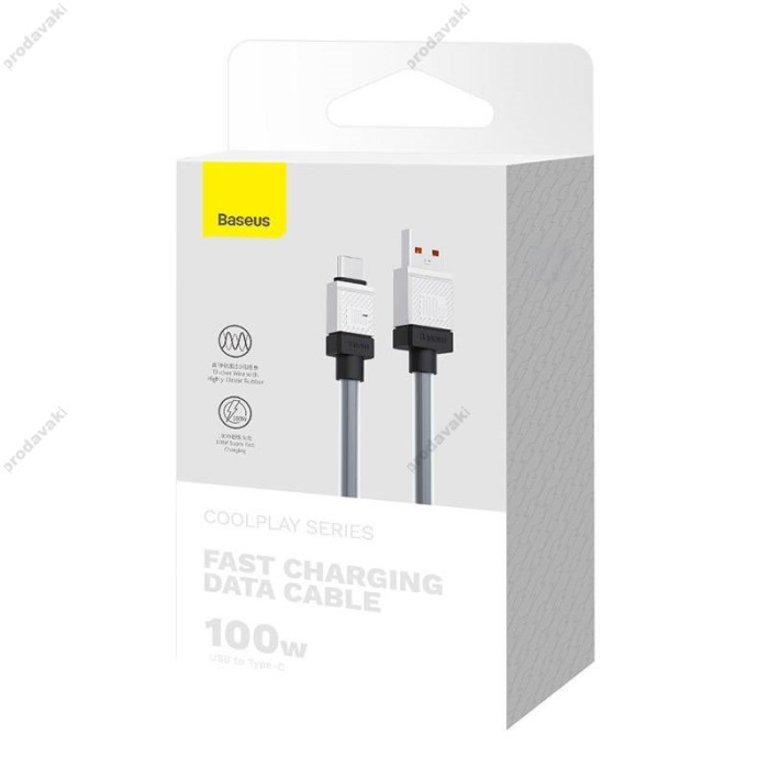 Кабель Baseus CoolPlay Series Fast Charging Cable USB to Type-C 100W 6A 1m Black CAKW000601