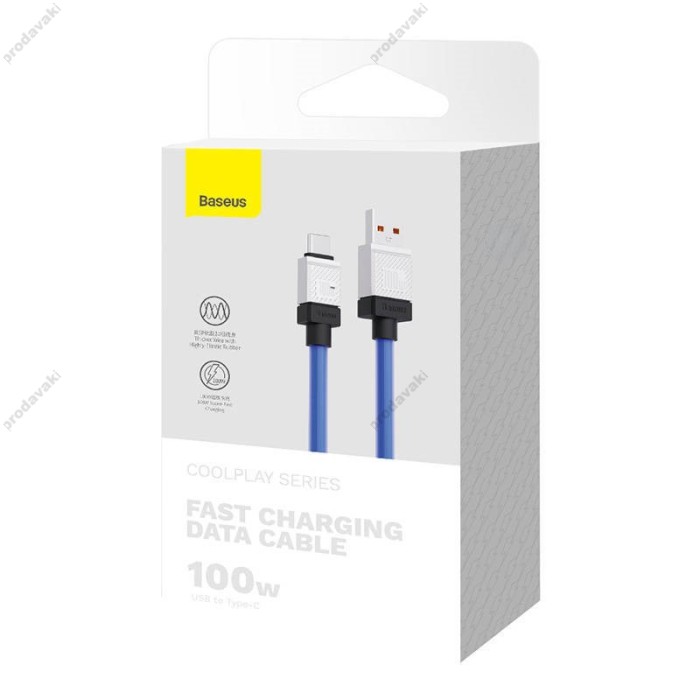 Кабель Baseus CoolPlay Series Fast Charging Cable USB to Type-C 100W 6A 2m Blue CAKW000703