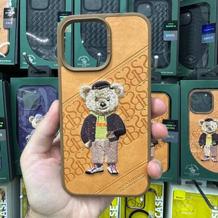 Чохол Polo Crete Leather Case Santa Barbara Bear Crete iPhone 14 Pro Max Brown