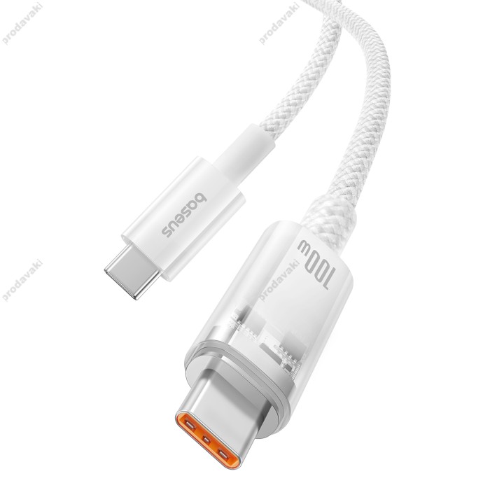 Кабель Baseus Explorer Smart Temperature Control Type-C to Type-C 100W 5A 1m White P10319703221-00