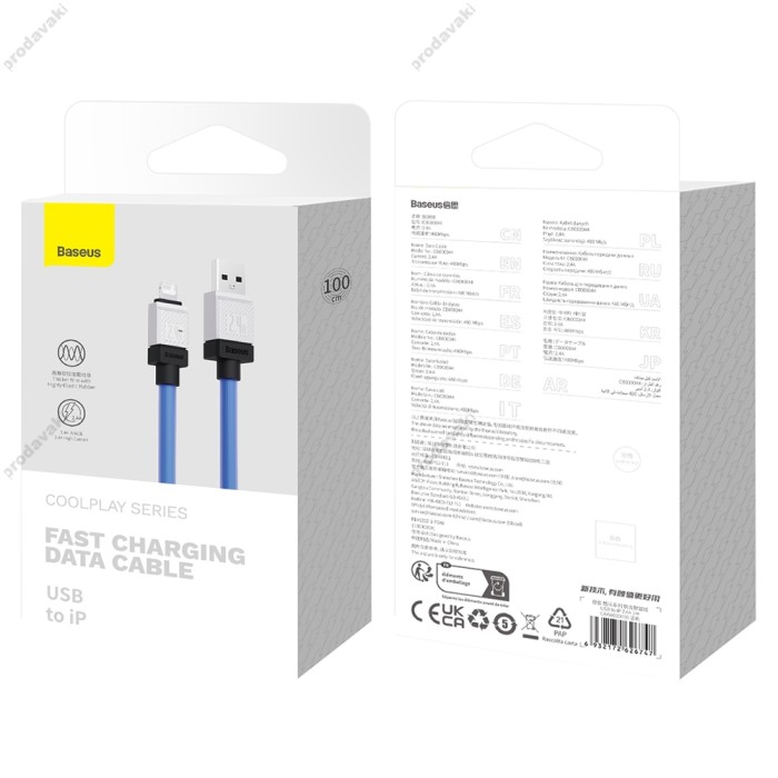 Usb кабель Baseus CoolPlay Series Fast Charging Cable USB to Lightning 2.4A 1m Blue CAKW000403