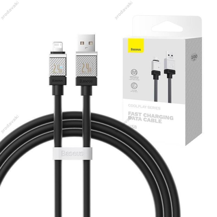 Usb кабель Baseus CoolPlay Series Fast Charging Cable USB to Lightning 2.4A 1m Black CAKW000401