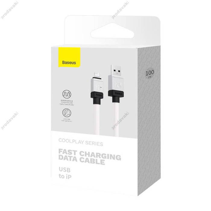 Usb кабель Baseus CoolPlay Series Fast Charging Cable USB to Lightning 2.4A 1m White CAKW000402