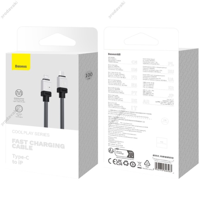 PD Кабель Baseus CoolPlay Series Fast Charging Cable Type-C to Lightning 20W 1m Black CAKW000001