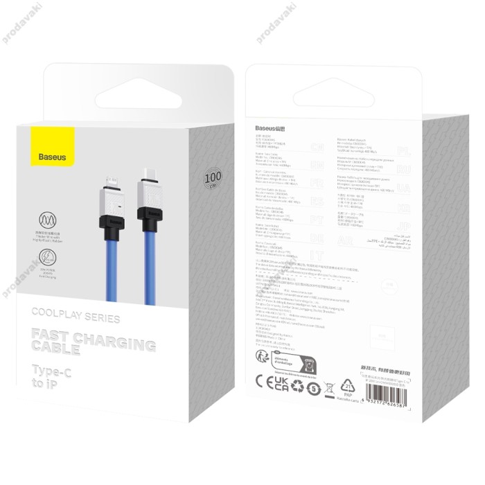 PD Кабель Baseus CoolPlay Series Fast Charging Cable Type-C to Lightning 20W 1m Blue CAKW000003