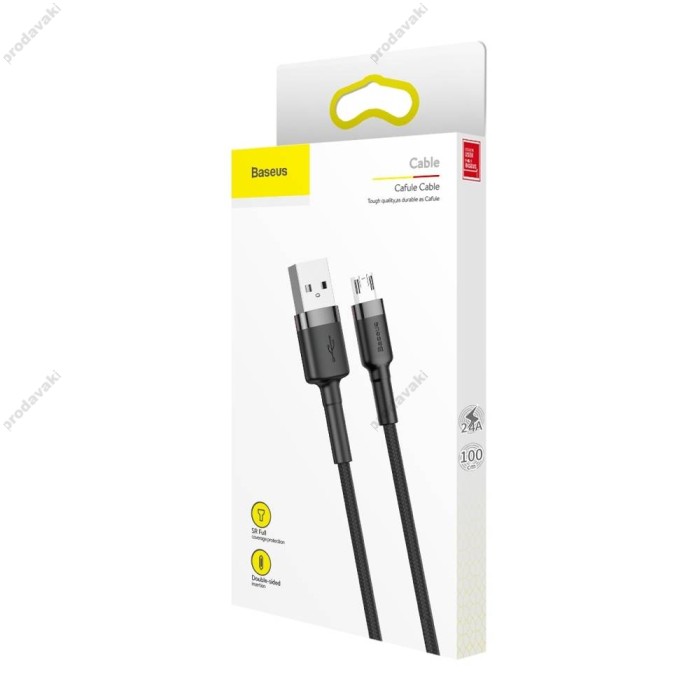 USB кабель Baseus Cafule for Micro 2.4A / 1m Gray-Black CAMKLF-BG1