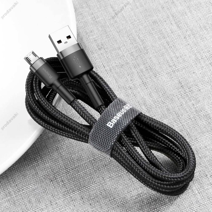 USB кабель Baseus Cafule for Micro 2.4A / 1m Gray-Black CAMKLF-BG1
