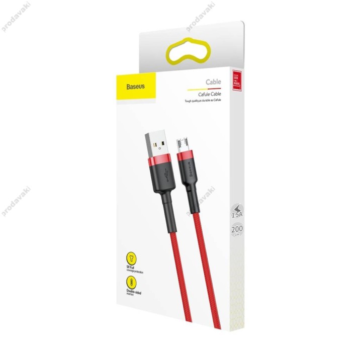 USB кабель Baseus Cafule for Micro 1,5A / 2m Red CAMKLF-C09