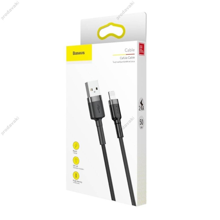 USB кабель Baseus Cafule для Ligtning 2,4A / 0,5m. Black-grey CALKLF-AG1