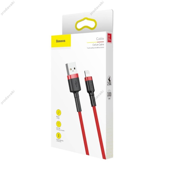 USB кабель Baseus Cafule for Ligtning 2,4A / 1m. Red CALKLF-B09