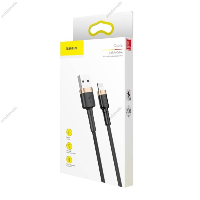 USB-кабель Baseus Cafule для Ligtning 1.5A / 2m. Black-gold CALKLF-CV1