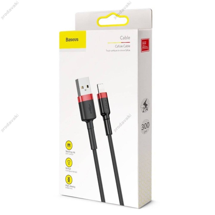 USB кабель Baseus Cafule для Ligthning 2A / 3m Black-red CALKLF-R91
