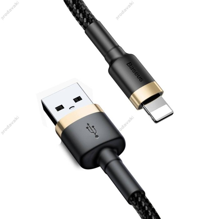 USB кабель Baseus Cafule для Ligthning 2A / 3m Black-gold CALKLF-RV1
