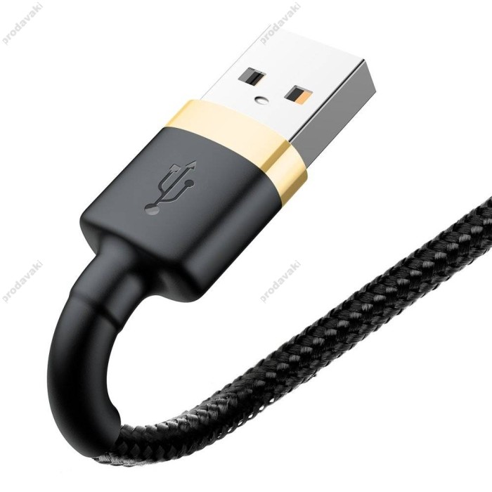 USB кабель Baseus Cafule для Ligthning 2A / 3m Black-gold CALKLF-RV1