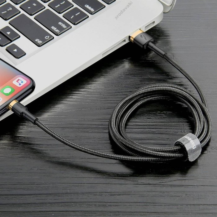 USB кабель Baseus Cafule для Ligthning 2A / 3m Black-gold CALKLF-RV1