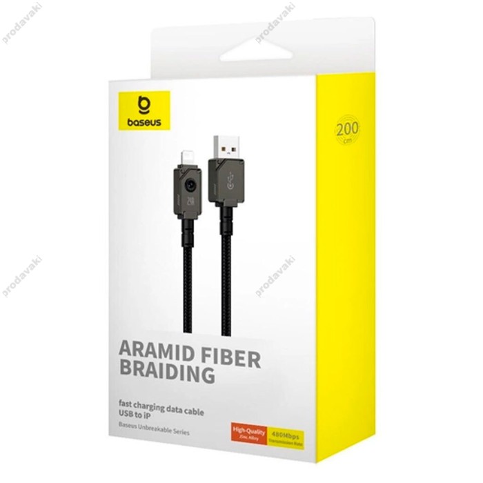USB кабель Baseus Unbreakable Series Fast Charging USB to Lightning 2.4A 2m Black P10355802111-01