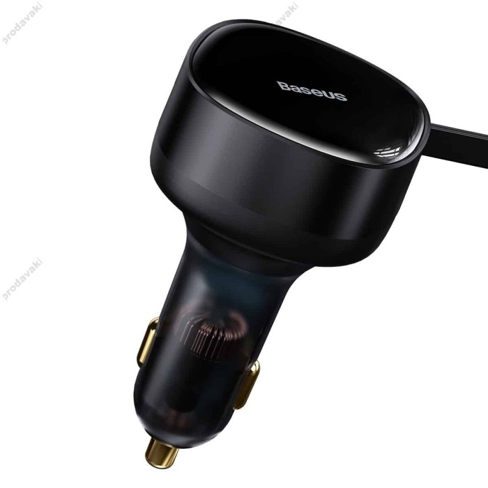 Автомобільний зарядний пристрій Baseus Enjoyment Retractable 2in1 Car Charger C+C 33W Black C00035500111-00