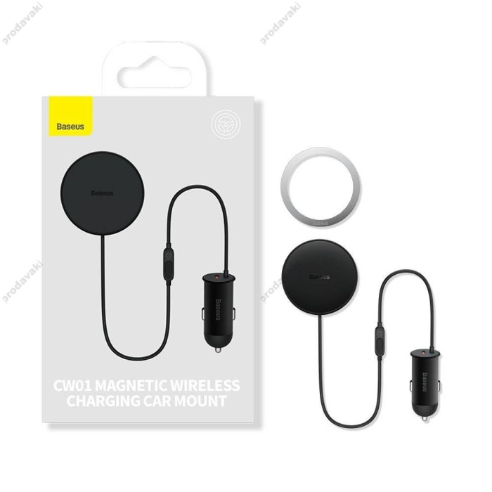 Автомобільний тримач із бездротовою зарядкою Baseus CW01 Magnetic Wireless 15W (+АЗУ Type-c 25W) Black C40141000111-00