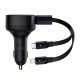 Автомобільний зарядний пристрій Baseus Enjoyment Retractable 2in1 Car Charger C + L 30W Black CGTX000001