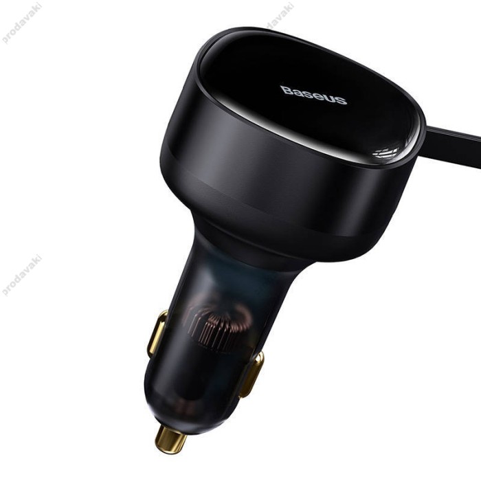 Автомобільний зарядний пристрій Baseus Enjoyment Retractable 2in1 Car Charger C + L 30W Black CGTX000001