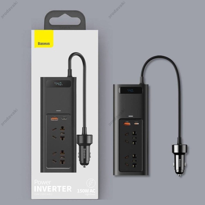 Автомобільний інвертор Baseus IGBT In-car Inverter 150W (220V CN/EU) Black CRNBQ-A01