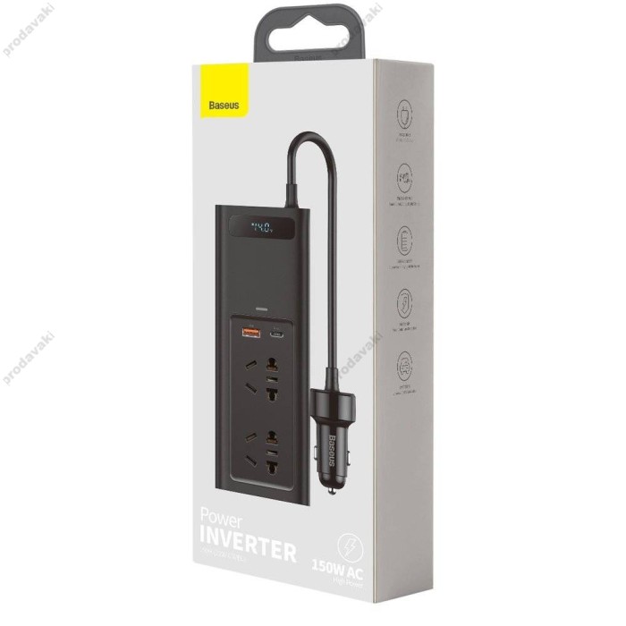 Автомобільний інвертор Baseus IGBT In-car Inverter 150W (220V CN/EU) Black CRNBQ-A01