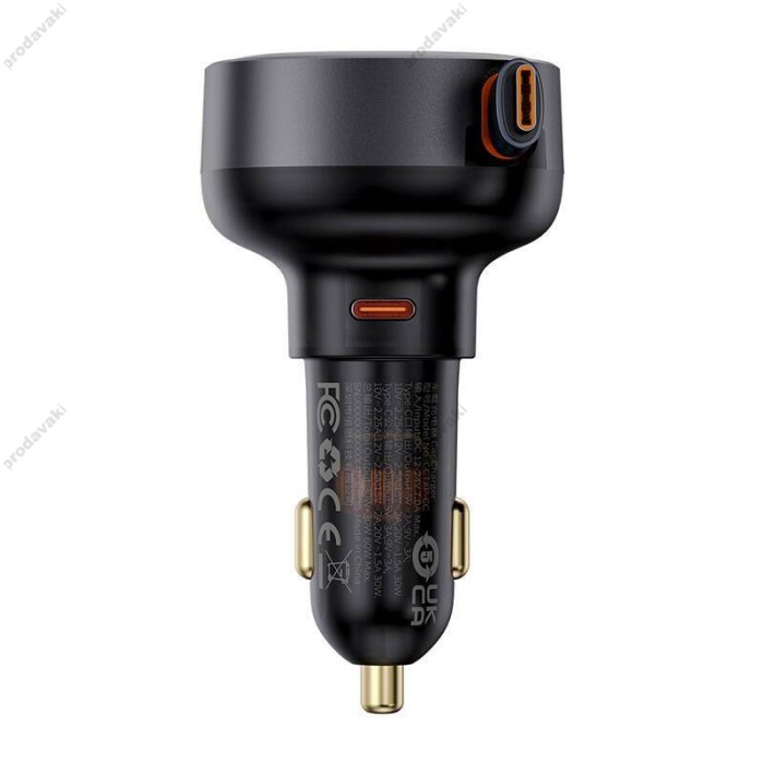 Автомобільний зарядний пристрій Baseus Enjoyment Pro Car Charger Type-C Cable 60W Cluster Black C00057802111-01