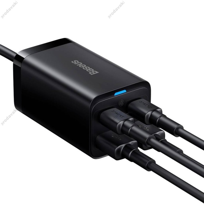 Мережевий зарядний пристрій Baseus GaN3 Pro Desktop Fast Charger 2C+2U 65W EU Cable Type-CtoType-C 100W 1m Black CCGP040101