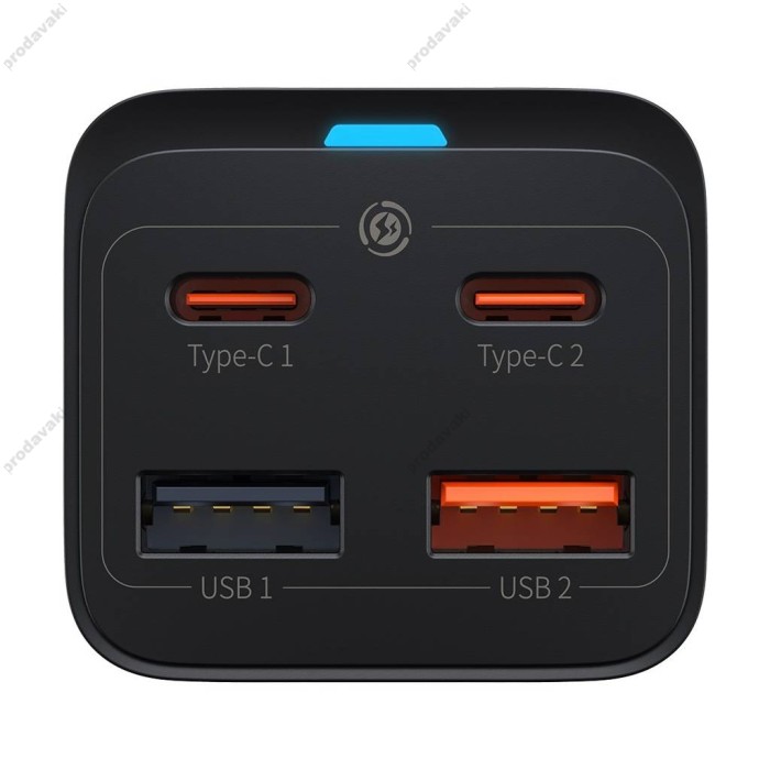 Мережевий зарядний пристрій Baseus GaN3 Pro Desktop Fast Charger 2C+2U 65W EU Cable Type-CtoType-C 100W 1m Black CCGP040101