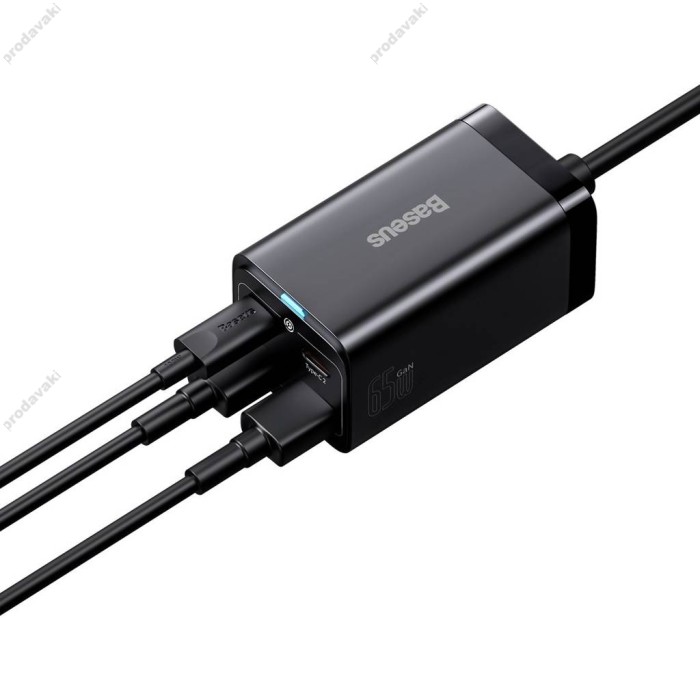 Мережевий зарядний пристрій Baseus GaN3 Pro Desktop Fast Charger 2C+2U 65W EU Cable Type-CtoType-C 100W 1m Black CCGP040101