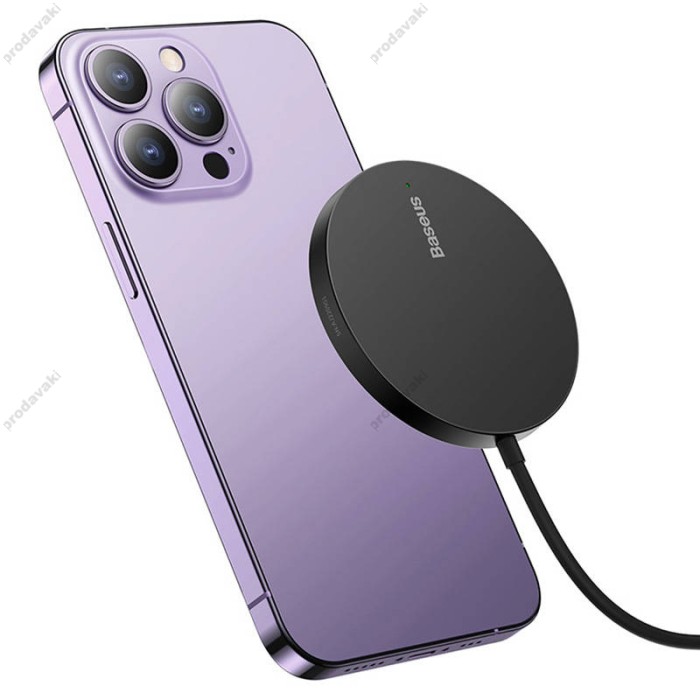 Бездротовий зарядний пристрій Baseus Simple Mini3 Magnetic Wireless Charger 15W Black CCJJ040001