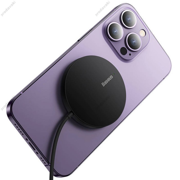 Бездротовий зарядний пристрій Baseus Simple Mini3 Magnetic Wireless Charger 15W Black CCJJ040001