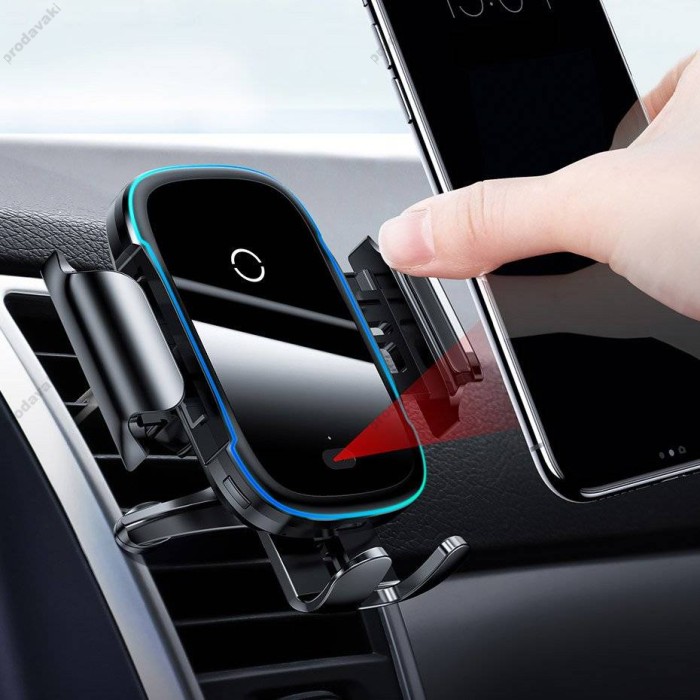 Автомобільний тримач із бездротовою зарядкою Baseus Light Electric Holder Wireless Charger Black WXHW03-01