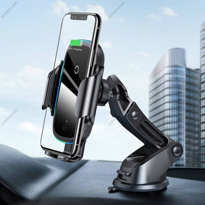 Автомобільний тримач із бездротовою зарядкою Baseus Light Electric Holder Wireless Charger Black WXHW03-01