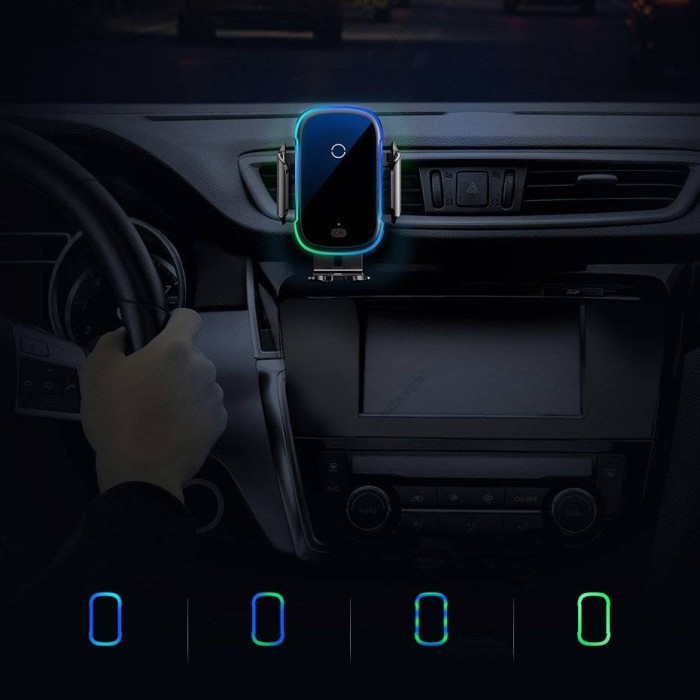 Автомобільний тримач із бездротовою зарядкою Baseus Light Electric Holder Wireless Charger Black WXHW03-01