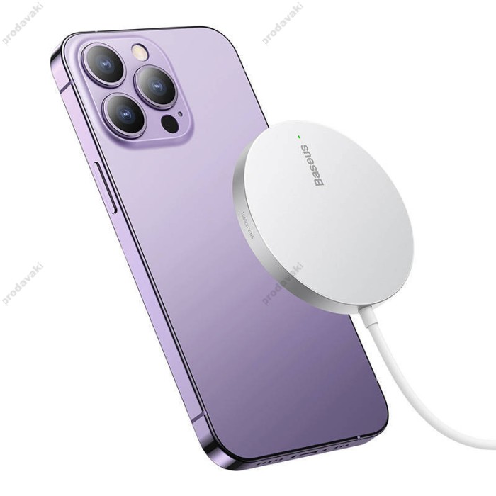 Бездротовий зарядний пристрій Baseus Simple Mini3 Magnetic Wireless Charger 15W Silver CCJJ040012