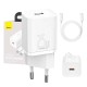 Мережевий зарядний пристрій Baseus Super Si Quick Charger Cable Type-C to Type-C 25W White TZCCSUP-L02