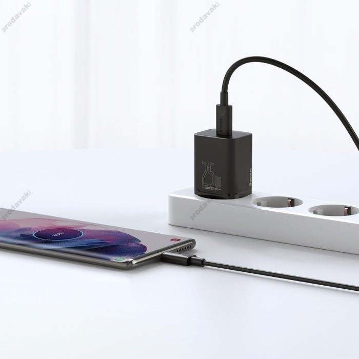 Мережевий зарядний пристрій Baseus Super Si Quick Charger Cable Type-C to Type-C 25W Black TZCCSUP-L01