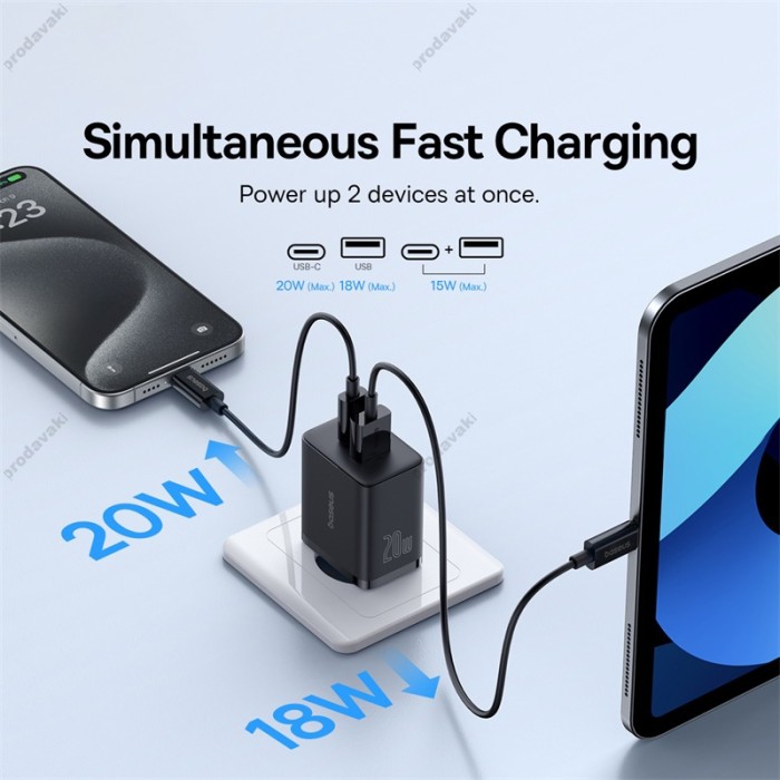 Мережевий зарядний пристрій Baseus Cube Fast Charger C+U 20W EU Cluster White P10111403213-00