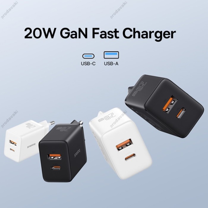 Мережевий зарядний пристрій Baseus Cube Fast Charger C+U 20W EU Cluster White P10111403213-00