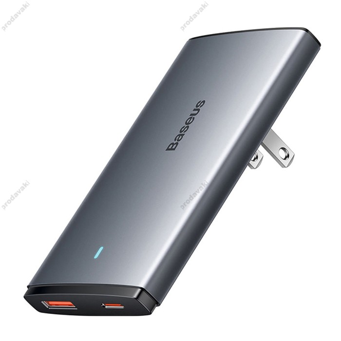 Мережевий зарядний пристрій Baseus GaN5 Pro Ultra-Slim Fast Charger C+U Type-C cable 65W Grey CCGP150113