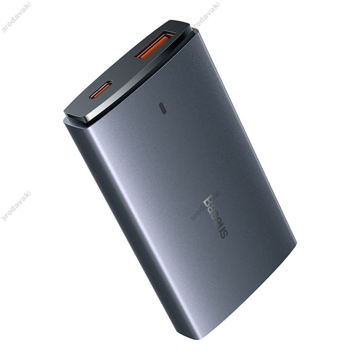 Мережевий зарядний пристрій Baseus GaN5 Pro Ultra-Slim Fast Charger C+U Type-C cable 65W Grey CCGP150113