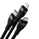 USB / PD кабель Baseus Flash Series Ⅱ Two-for-three U+C to M+L+C 100W 1.2m Black CASS030101